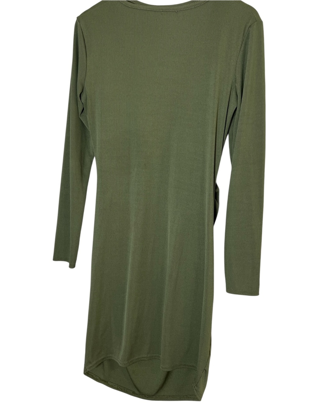 Boohoo Women’s Size 10 US Long Sleeve Ribbed Fitted Maternity Dress Olive Green - Picture 3 of 16